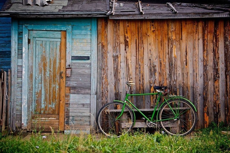 Bicycle by old shed